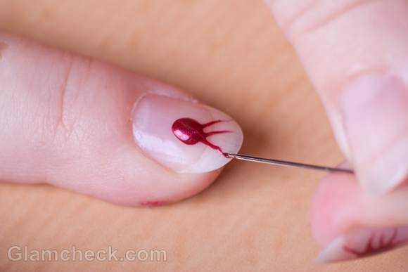 DIY nail art using nail paint needle