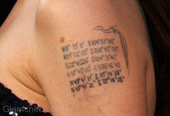 angelina jolie tattoos meanings coordinates