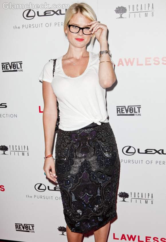 Alice Eve hot school teacher look at Lawless LA Premiere