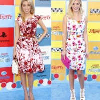 floral dress Claire Julien-Christian Serratos