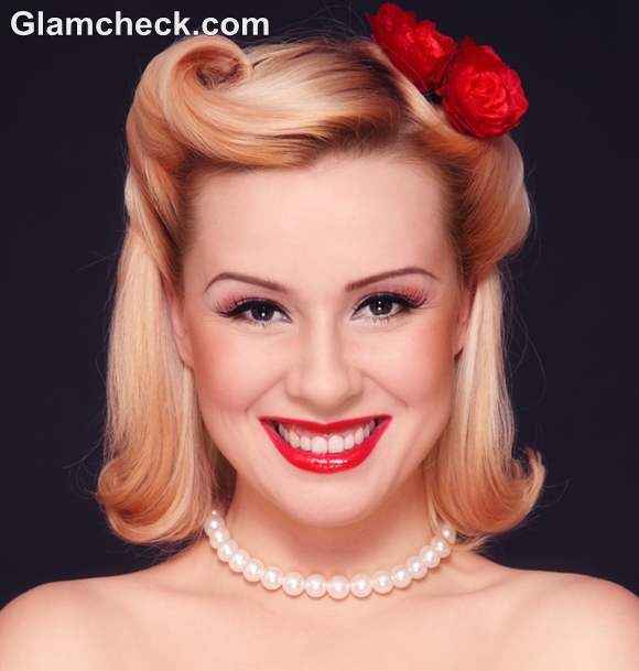 50s retro pin up hairstyle makeup look