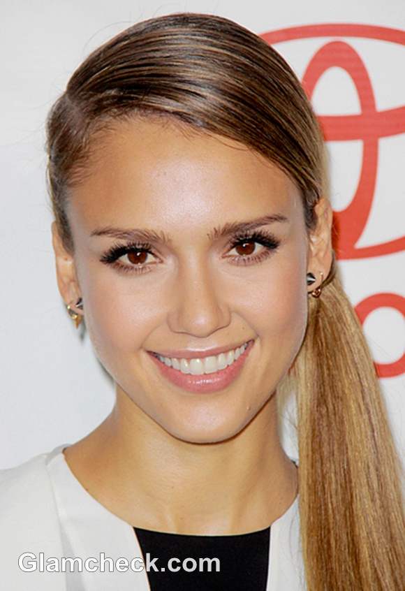 Jessica Alba Sports Sweet Side Ponytail at Media Awards Show