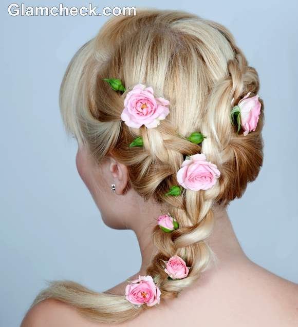 hairstyle pink flowers breast cancer awareness style