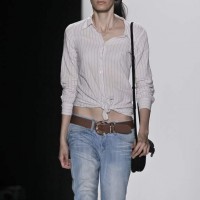 Wearing Boyfriend Jeans with Front tie shirt Uber cool Androgynous look