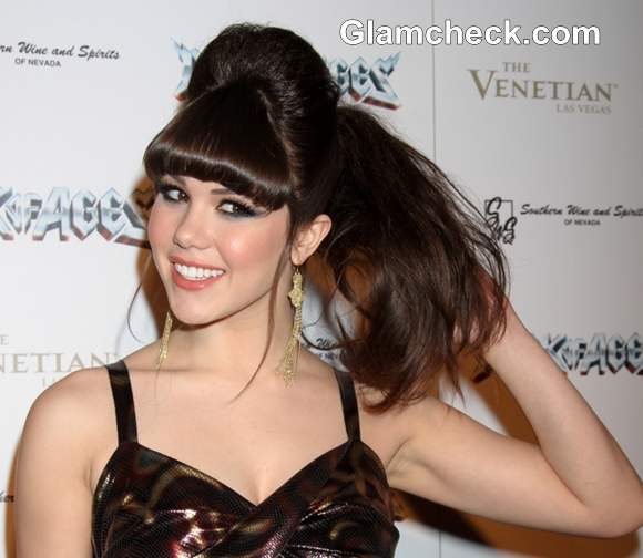 Claire Sinclair Beehive Ponytail Hairstyle with bangs