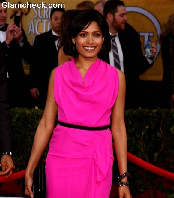 Freida Pinto Glows in Pink Gown at 2013 SAG Awards