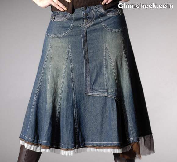 How to wear Long Denim Skirt for Winters