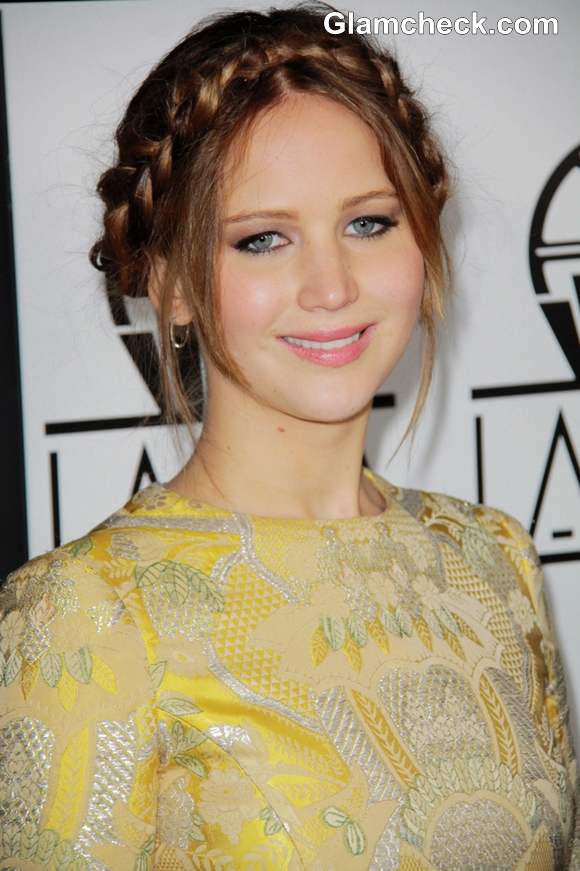 Jennifer Lawrence 2013 hairstyle Milkmaid Braids