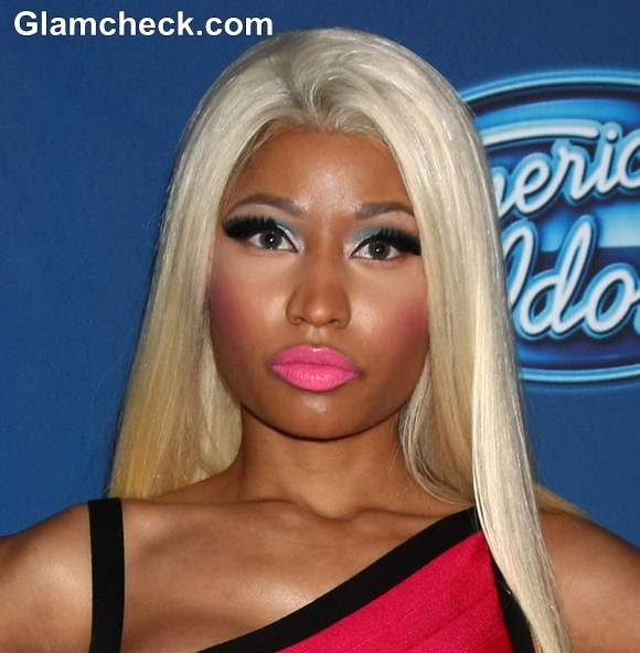 Nicki Minaj pink Blue Makeup at American Idol 2013 Premiere