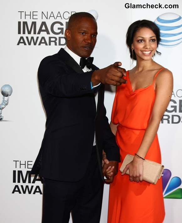 Corinne Foxx at NAACP Awards 2013 with dad