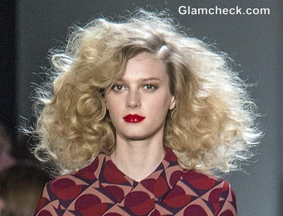 Marc Jacobs Fall-Winter 2013 HairstyleMakeup - Voluminous Curls Red Lips