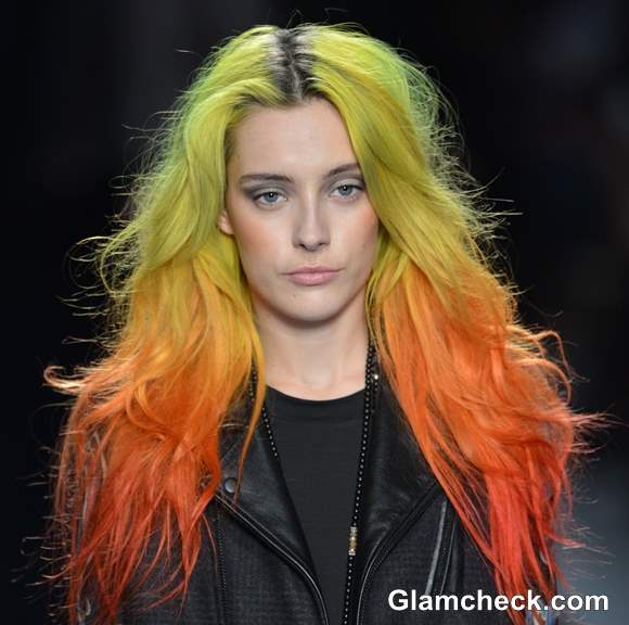 Get the Nicole Miller Yellow Orange Ombre hair fall-winter 2013