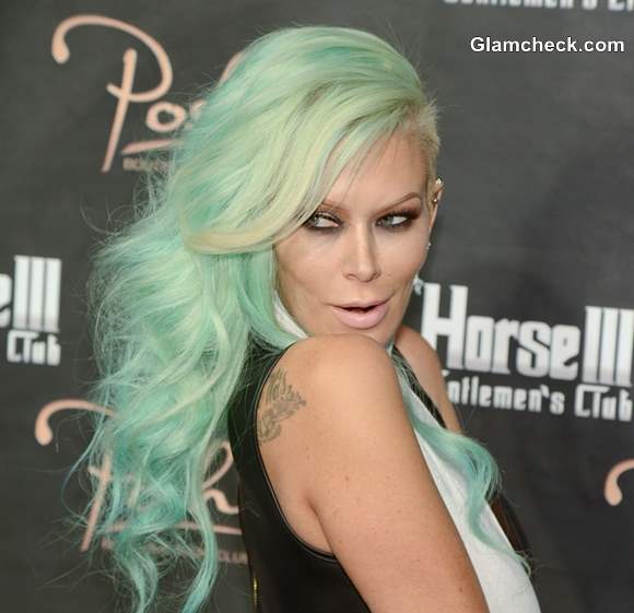 Jenna Jameson Celebrates Birthday with Sea-foam Green Hair Color