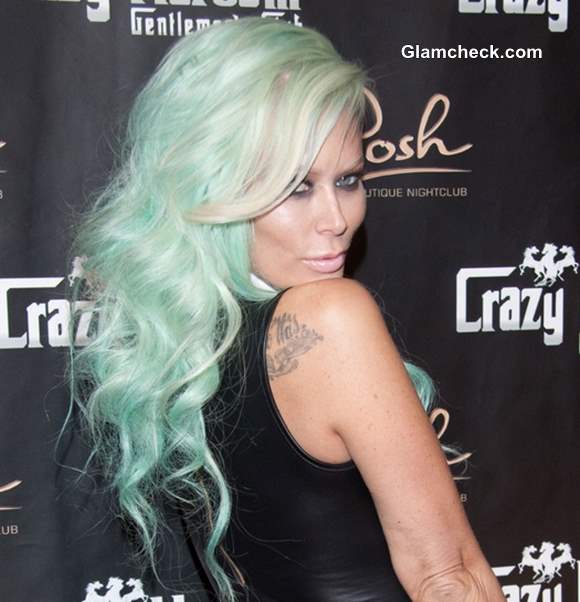 Jenna Jameson Celebrates Birthday with Sea-foam Green Hair Color