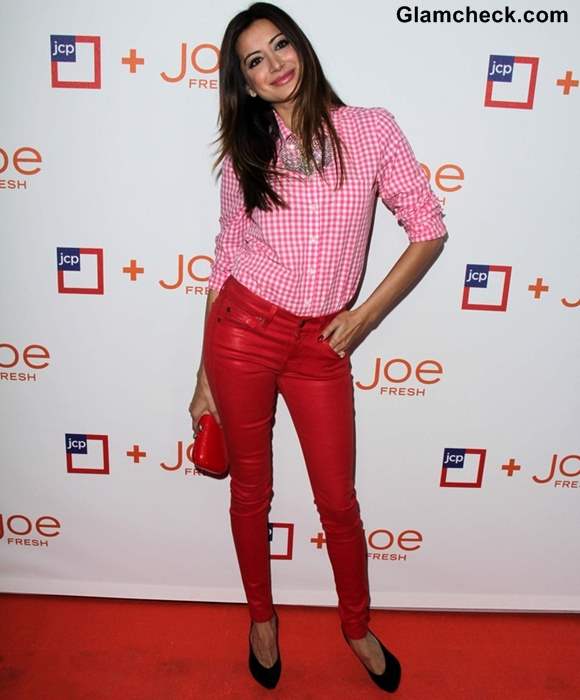 Pink on Red Noureen DeWulf Makes Bold Fashion Statement