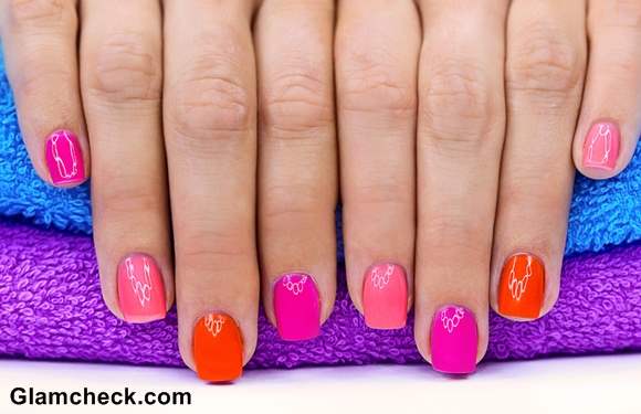 Spring nail art color blocking