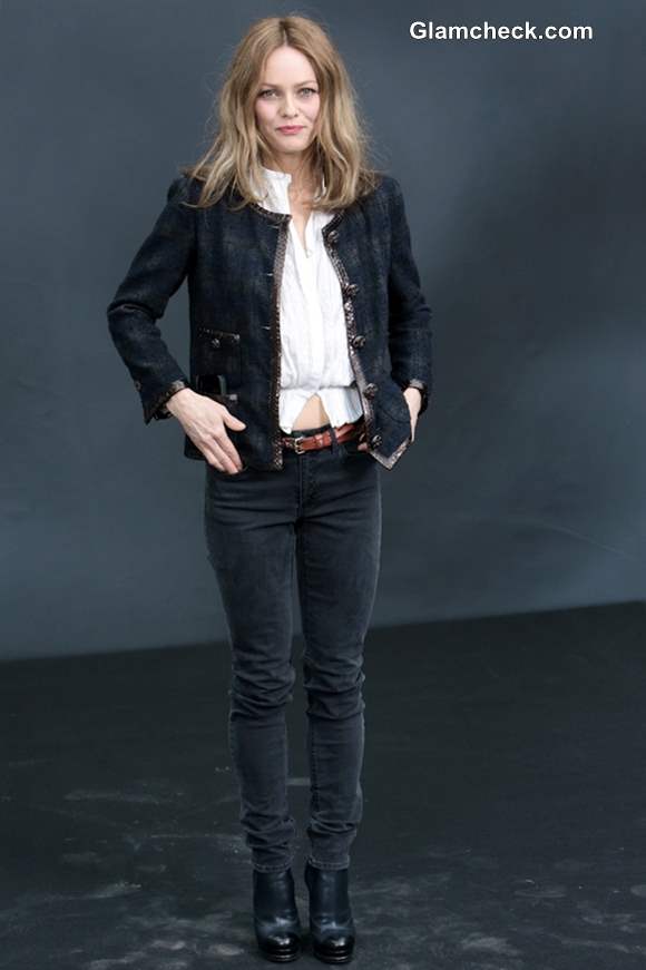 Vanessa Paradis Parisian Chic at Paris Fashion Week FW 2013 Chanel