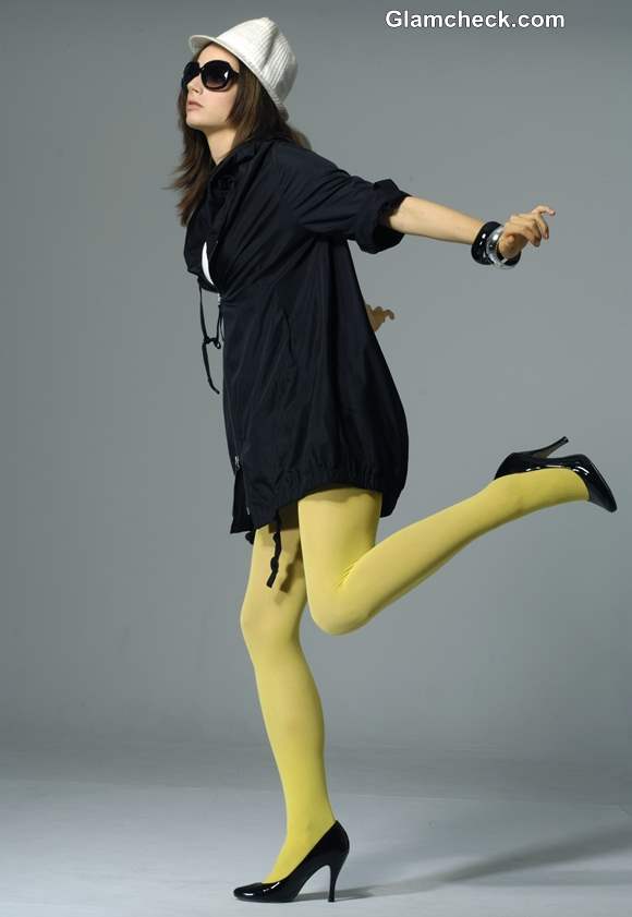 Winter Dressing Tips How to Wear Neon Tights with an Oversized Jacket