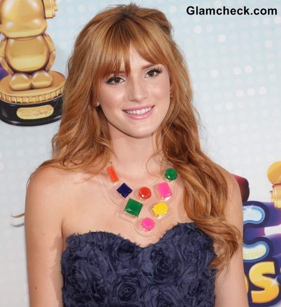 Bella Thorne Wows with Chic Hair Colorful Neck Piece