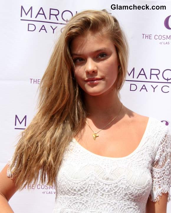 Nina Agdal hairstyle beach waves