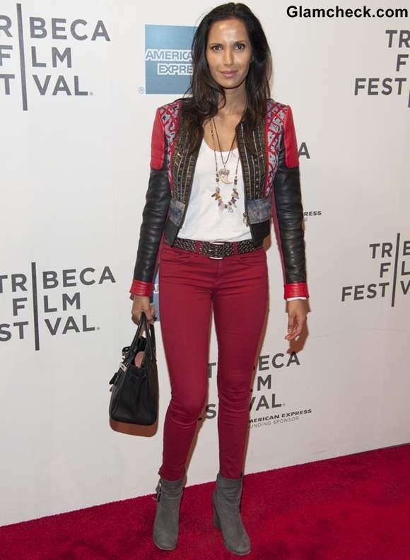 Padma Lakshmi in Rocker Chick Ensemble