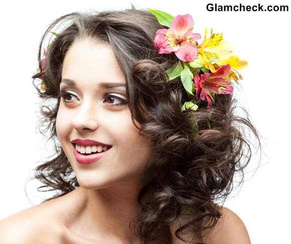 Spring Flowers Hairstyles for Short curly Hair
