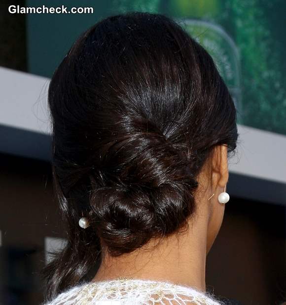 Hairstyle How To Twisted Low Bun Zoe Saldana