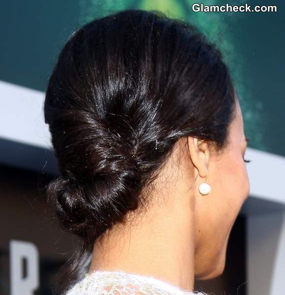 Hairstyle How To Zoe Saldana Twisted Low Bun