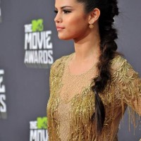 Selena Gomez hairstyle 2013 Quaffed hairdo Chunky Side Braid