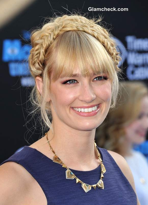 Beth Behrs Sports Twin Milkmaid Braids