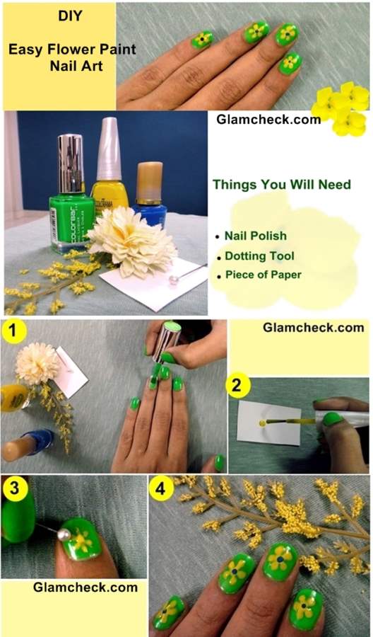 DIY Easy Flower Paint Nail Art