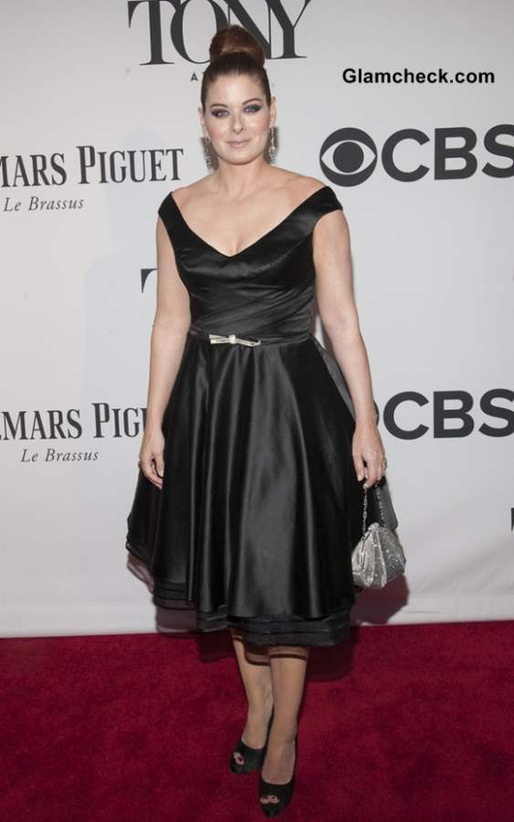 Debra Messing Stately in Top Bun hairstyle 2013 Tony Awards