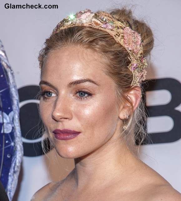 Sienna Miller Sports Bejewelled Floral Headband