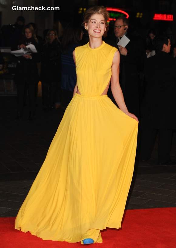 Celebrity Yellow Gowns Rosamund Pike