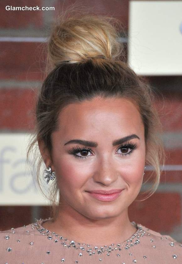 Demi Lovato's Softly Sensuous Top Knot Bun