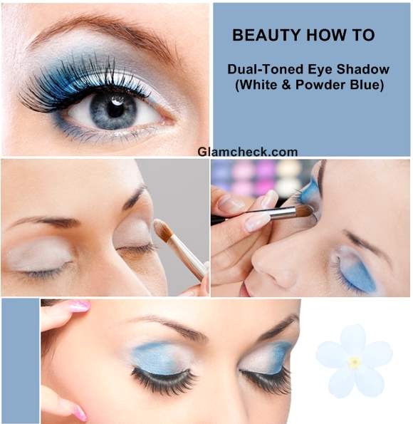 How To Apply Dual-Toned Eye Shadow-White Powder Blue