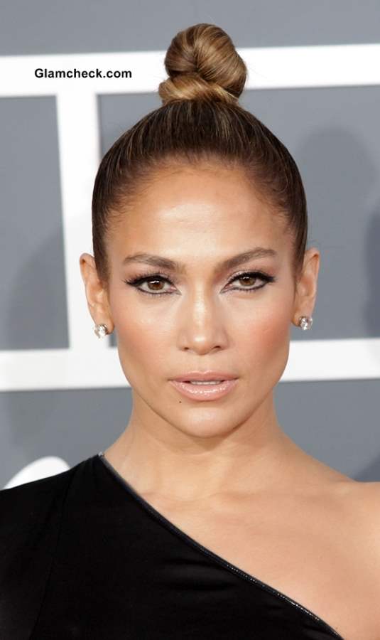 Jennifer Lopez top knot bun hairstyle 2013