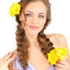 Pigtail braids with flowers