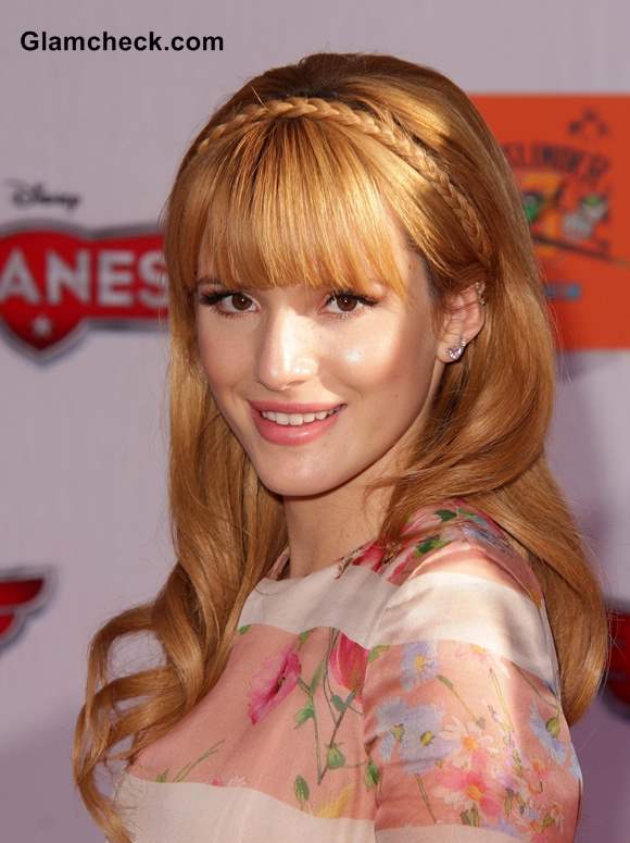 Bella Thorne Sports Braided Do With Bangs At Planes Premiere