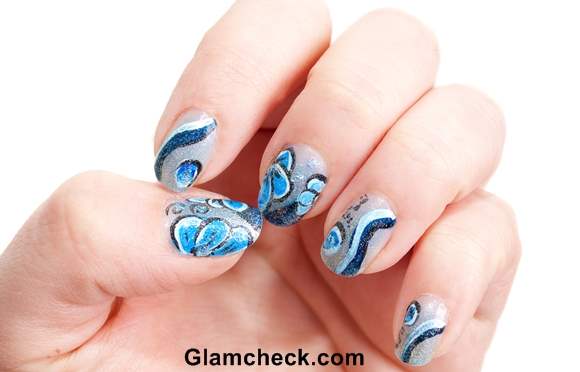 Blue Flowers Nail Art ideas