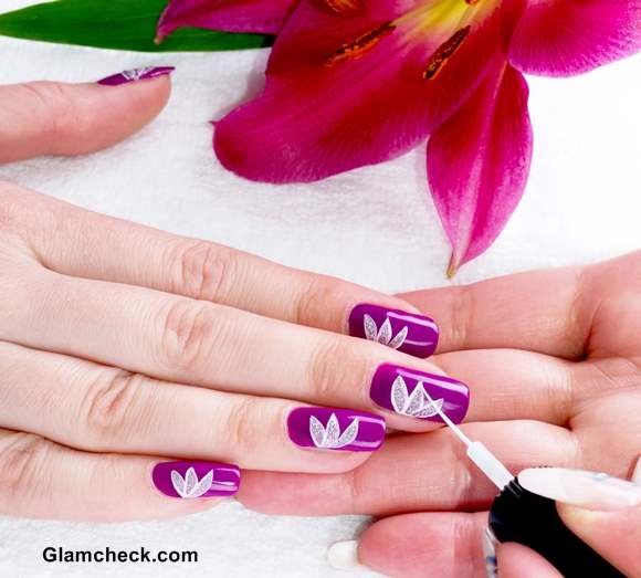 polish nail bubbles Purple Lotus on Nail Art White Motif DIY: Base