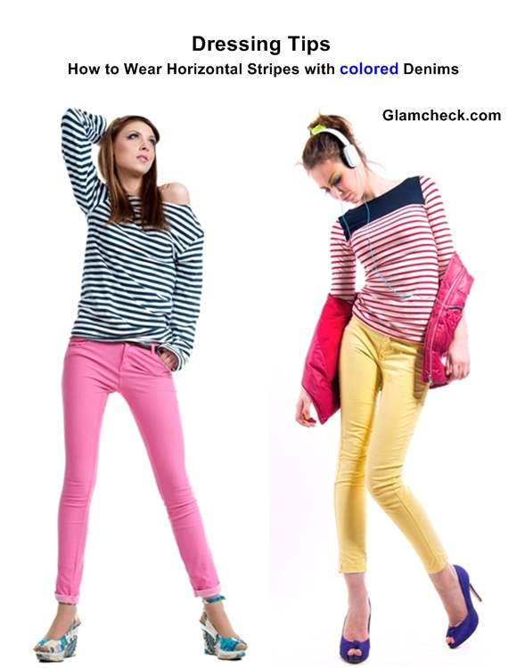 How to Wear Horizontal Stripes with Colored Denims