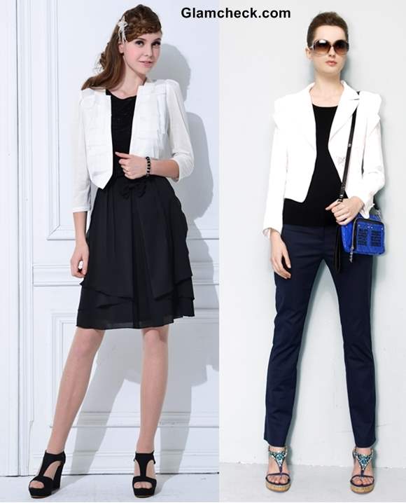 White blazer hotsell with black dress