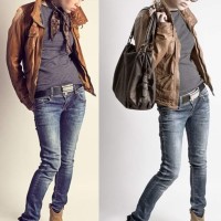 Rock the Look - Rock Star Glam in Blue Denims and Brown Jacket
