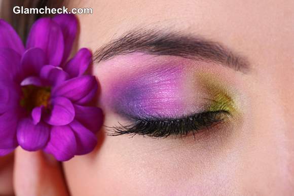 Tropical Eye Makeup tutorial purple green eye shadow