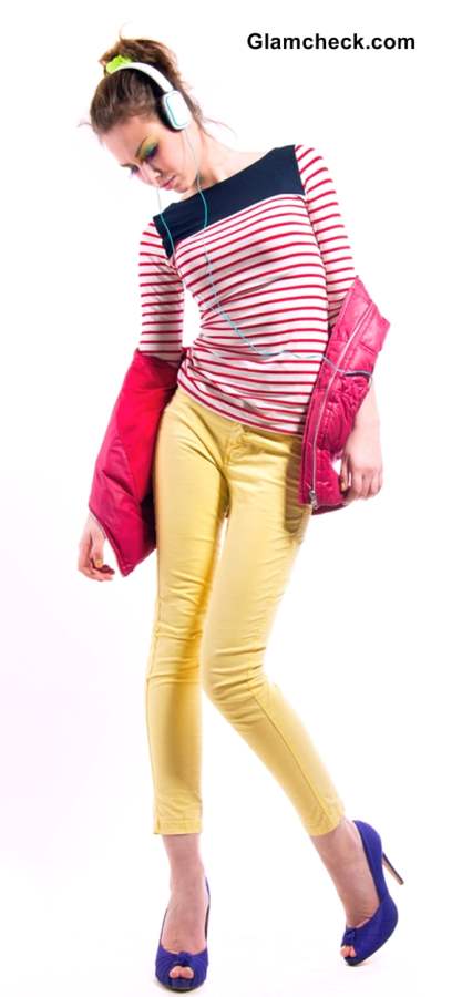 Wearing colored stripes with Colored Denims