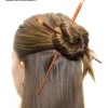 Elegant Half Updo with Asian Hair Sticks