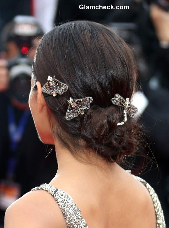 Freida Pinto embellished Hair Clips at the 66th Cannes Film Festival