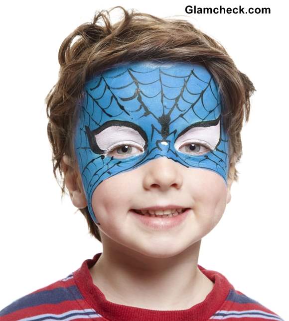 Halloween Spiderman Costume Face Art for Little Boys