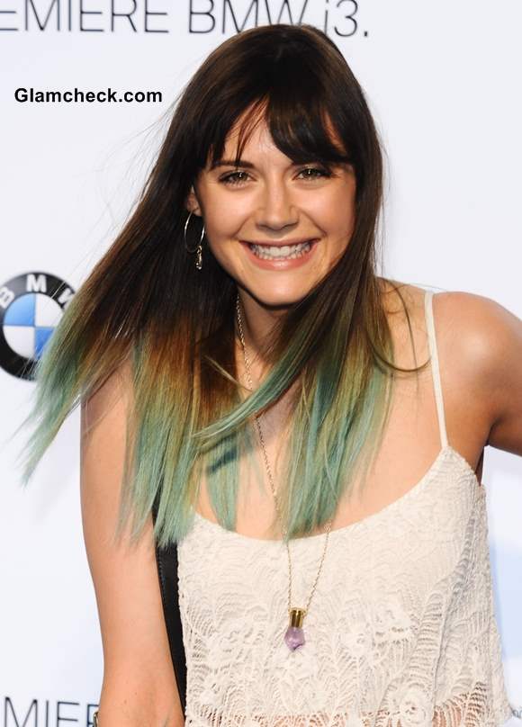 Lilah Parsons Dip-Dyed Mint Green Hair Color